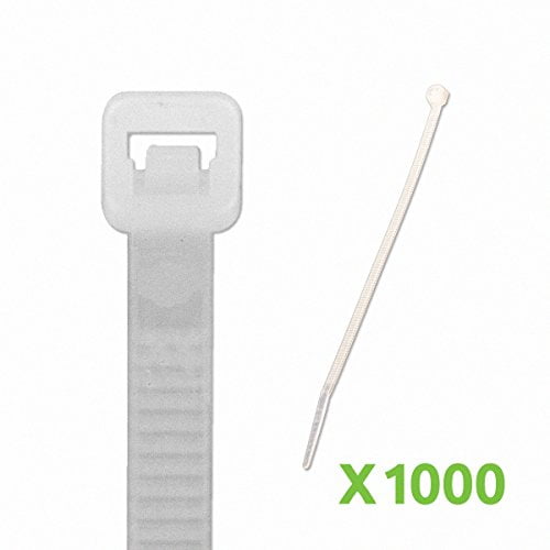 NavePoint 10 Inch Nylon Cable Wire Zip Tie 50 lbs - Natural White 1000 Pack Lot Pcs Qty