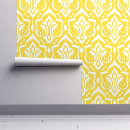 Wallpaper Roll Pattysloniger Yellow Ikat Damask Happy Sunshine 24in x