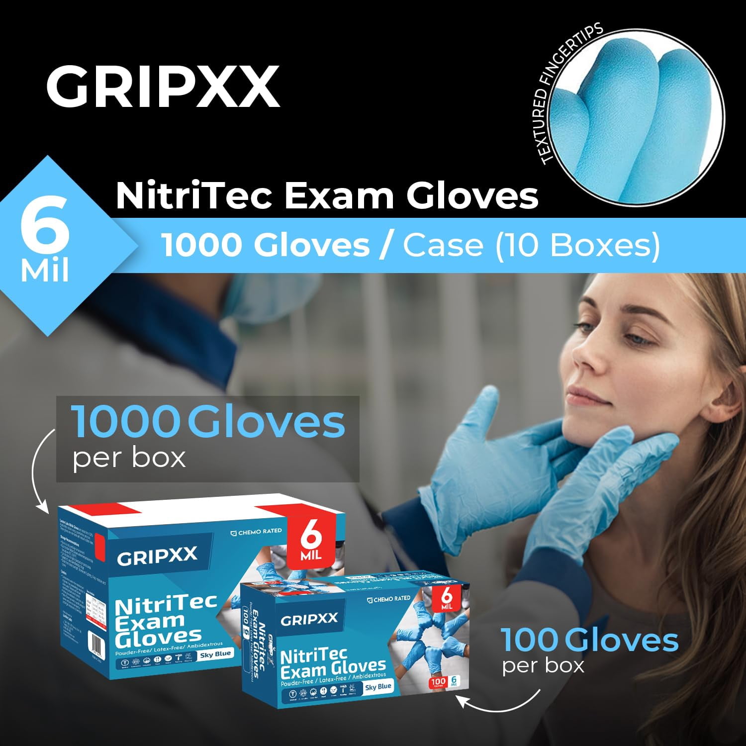 London Labs Nitritec Gloves Disposable Latex & Powder Free 1000 Counts Small