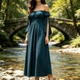 thumbnail image 4 of Guieoi Womens Dresses Long Sleeve Fashionable Court Style Long Dress Blue S, 4 of 7