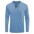 thumbnail image 5 of LEEy-World Mens Shirts Men's Henley Shirts Classic Long Sleeve Heavyweight Cotton T-Shirts(Light Blue,S), 5 of 6