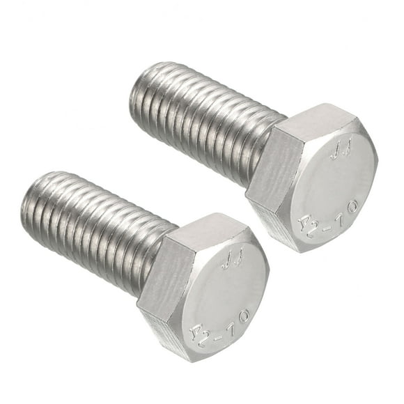 Unique Bargains M12 Thread 30mm 304 Stainless Steel Hex Head Screws Bolts 2pcs