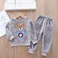 thumbnail image 2 of NAFUU Toddler Girls 2 Piece Fuzzy Pants Sets Winter Flannel Outfits Baby Long Sleeve Tops And Pants Set Sleepwear Bear Thickened Homewear 3-4 Years, 2 of 5