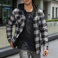 thumbnail image 2 of Men Shirts Casual Shirts Flannel Hooded Shirt Fall Winter Warmth Tee, 2 of 4