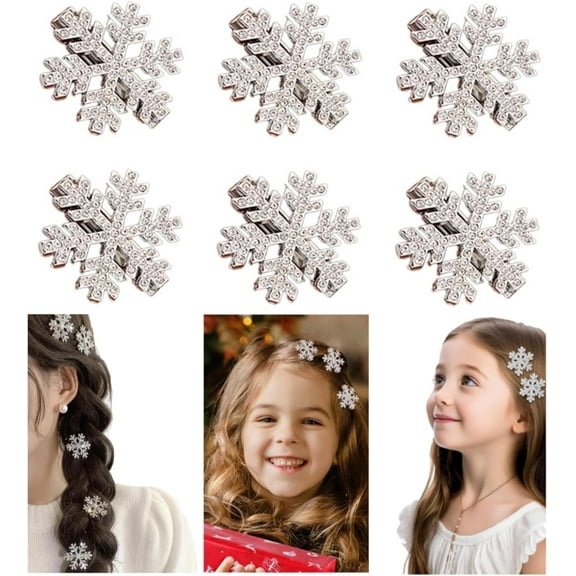 2pcs,Snowflake Hair Clips Mini Hair Xmas Glitter Barrette Snowflake Rhinestone Hairpins Hair Accessories Small Non-slip Hair Clips Cute Ponytail Barrettes For Teens Women School Wear Clips (1)