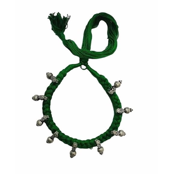 athizay Necklace Intertwined in Thread Offbeat Women Jewelry Handcrafted choker & Silver round Bead Indian ethnic tribal Jewelry