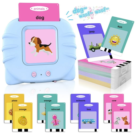 Talking Flash Cards Learning Toys for 1-6 Years Old Boys Girls,Educational Toddlers Toys for Kids,Speech Therapy Toys Autism Toys Christmas Birthday Gifts for Toddler Boys Girls (Blue)