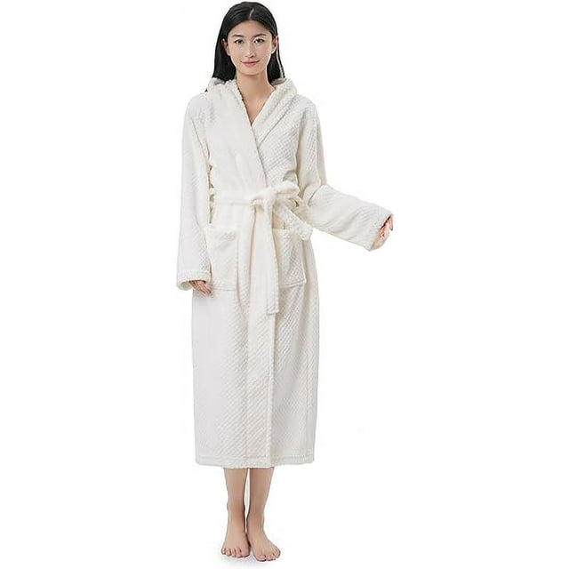 Sunny Forrest Arctic Pure Hooded Robe with front pockets - White (CA/US, Alpha, Large, X-Large, Regular, Regular, Arctic White)