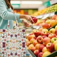 thumbnail image 3 of Floral Print Reusable Shopping Tote Bag - Foldable Grocery Bag with Large Capacity & Durable Fabric, 3 of 5