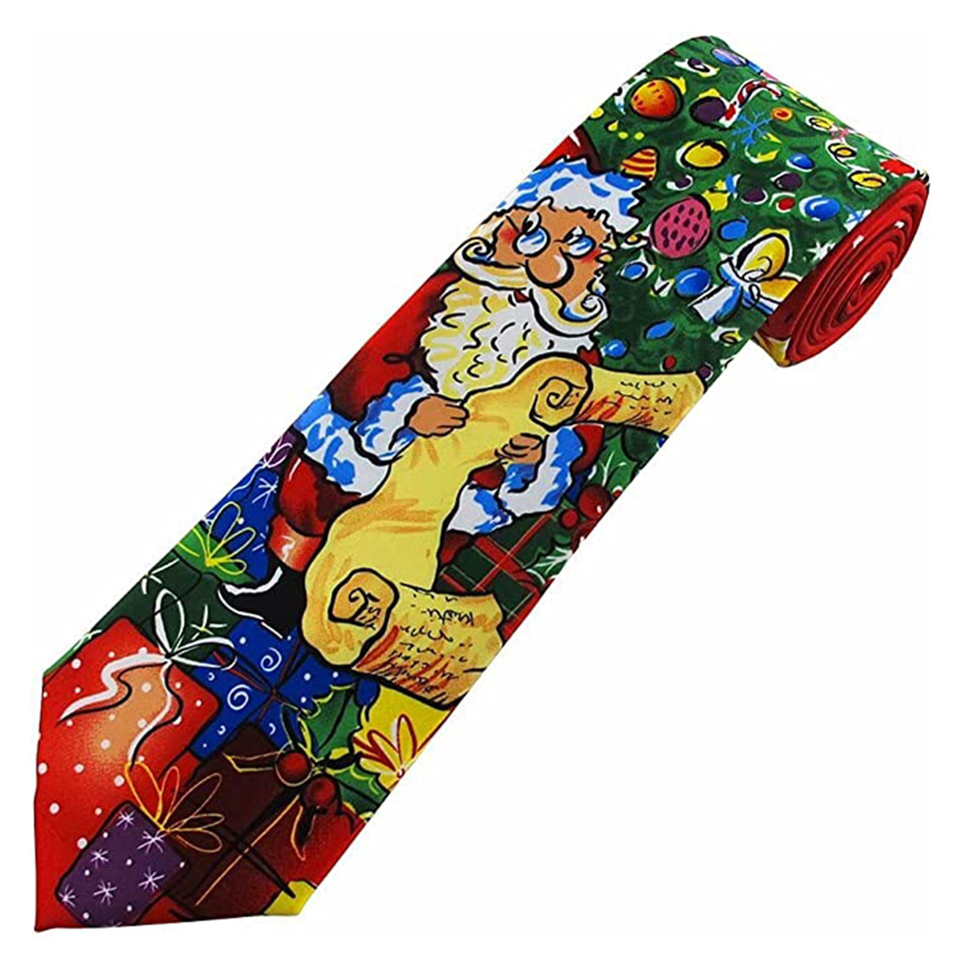 Jerry Garcia Holiday Christmas Tie - Red Themed Necktie With Artistic Print, Polyester, One Size