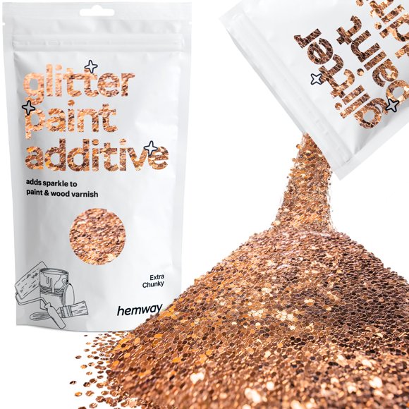 Hemway Glitter Paint Additive Crystals for Acrylic Emulsion Paint, Interior & Exterior Walls, Wood, Varnish, Matt, Gloss, Furniture 100g / 3.5oz - Extra Chunky (1/24" 0.040" 1mm) - Bronze Brown