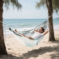 thumbnail image 6 of Wobogo Cyan Flowers Camping Hammocks 330 lb Capacity with Tree Straps and Hanging Pockets for Outside Hiking Beach Backpack Travel, 6 of 8
