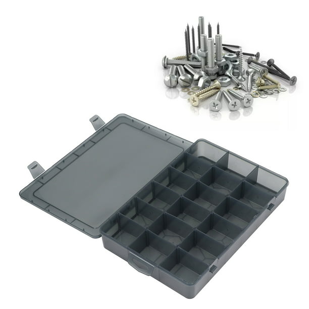 Multi Compartment Toolbox Removable Divider Transparent Plastic 18 Grids  Small Parts Storage Box For Screw Nail Hardware 