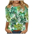 thumbnail image 2 of JTZGDY 3/4 Length Sleeve Tops for Women Loose Fit Casual Beach Tropical Printed Summer Crewneck Oversized Tunic Blouse Lightweight Cozy Graphic Vacation T-Shirts Multicolor#03 XXL, 2 of 6
