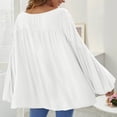 thumbnail image 4 of Blusa de corte casual con cuello en V y manga larga con cordón para mujer de moda para citas en la oficina Blanco XXL, 4 of 6