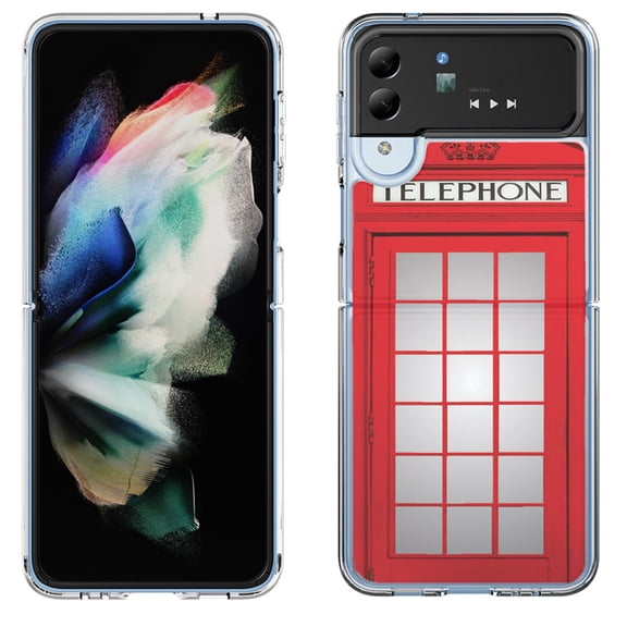 Shockproof Bumper Phone Case for Samsung Galaxy Z Flip 4 5G, by OneToughShield ® - Phone Booth Red