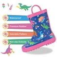 thumbnail image 2 of FUNCOO PLUS Toddler Rubber Rain Boots Kids Waterproof Boots for Girls, Pink Sports Dinosaur, Size 1, 2 of 6