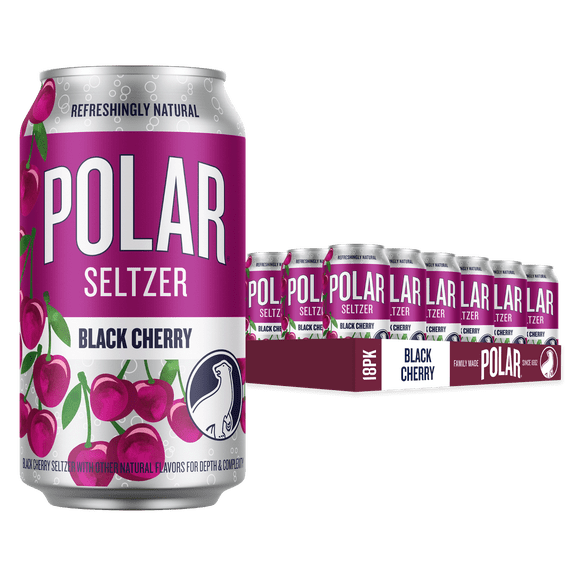Polar Zero Calorie Black Cherry Sparkling Seltzer Water, 12 fl oz, 18 Pack Cans