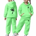 thumbnail image 5 of Ulitacool Outfits for girls Toddler Casual Printed Hoodie Set Long Sleeve Sweatpants Pullover Top Matching Bottoms Fall Winter Pajamas Loungewear Green, 5 of 6