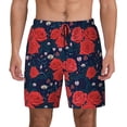 thumbnail image 2 of Picia Rose Flower pattern Mens Swim Trunks with Compression Liner Stretch Beach Shorts Quick Dry with Zipper Pockets No-Chafing Board Shorts-, 2 of 9