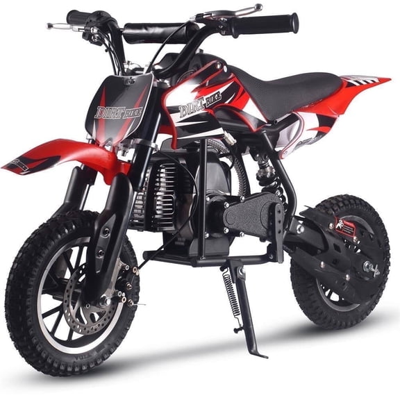 TOXOZERS Dirt Bike,50cc 2-stroke Gas Mini Bike for Kids 8-14,With Front Fork and Rear Mono Shock, Up to 25 Mph,red