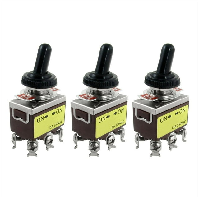 3X AC 250V 15A On / On Interruptor de Palanca DPDT de 2 Posiciones con Bota Impermeable