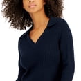 thumbnail image 2 of Tommy Hilfiger Womens Cable Knit Collared V-Neck Sweater, 2 of 3