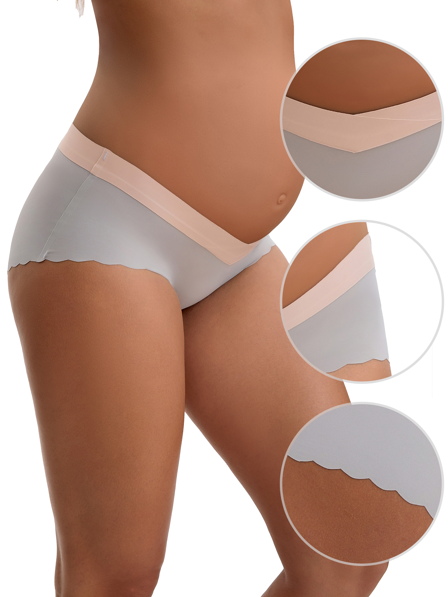 DARING DIVA Women's Ice Silk Wave Edge Maternity Panties XL Gray