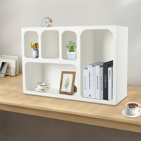 Wall Mounted Storage Cabinet 5 Compartments With Different Sizes White MDF Storage Cabinet, Modern Wall Shelves for Wall Decor