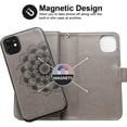 thumbnail image 4 of 2-in-1 Case for iPhone 11 Case Wallet Credit Card Holder ID Slot Detachable Hybrid Protective Slim Hard Shell Magnetic PU Leather Folio Pocket Flip Cover for iPhone 11 6.1 inch Mandala Grey, 4 of 8