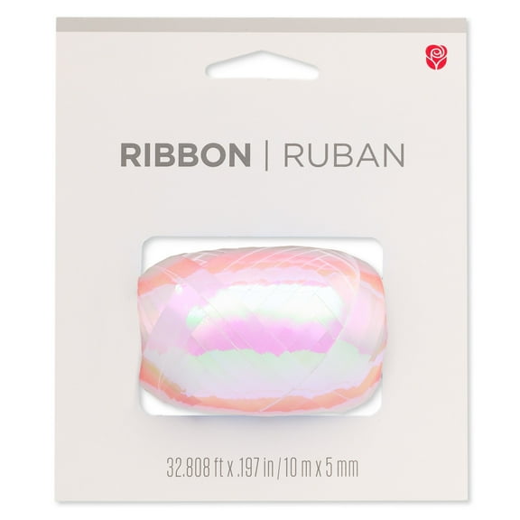 American Greetings White Irridescent Ribbon Roll, 32.8 ft x .197 in. (1-Count)