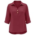 thumbnail image 3 of 2026 New Womens Button Down Shirts Long Sleeve Linen Casual Collared Blouses Loose Fit Summer Clothing(RD2,S), 3 of 3