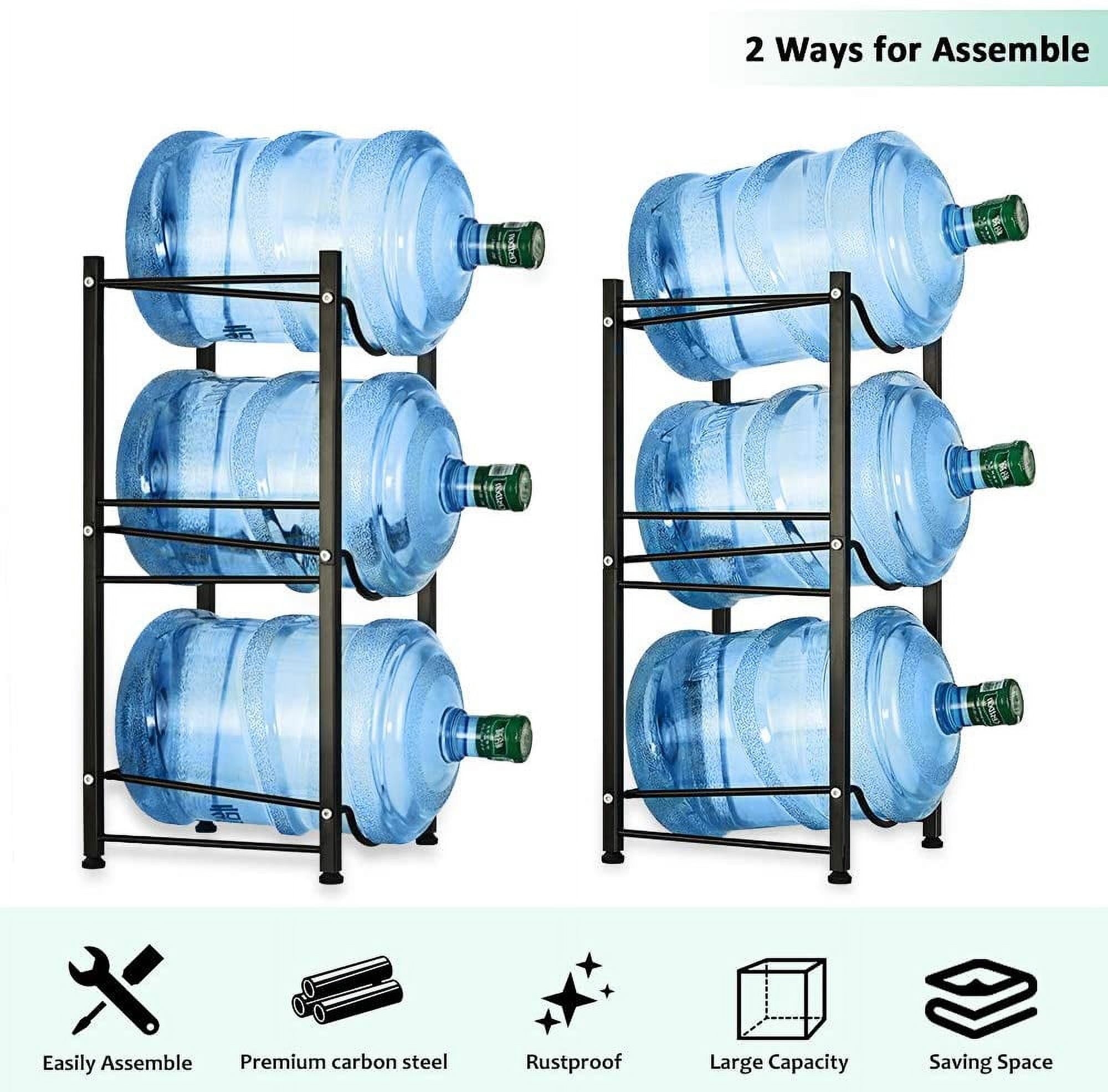 CAROD 5 Gallon Water Jug Holder With Wheels - 3-Tier Rack Holds 6 Bottles, Foldable, Heavy Duty Steel