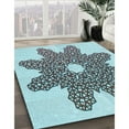 thumbnail image 2 of Ahgly Company Indoor Round Patterned Tron Blue Area Rugs, 7' Round, 2 of 6