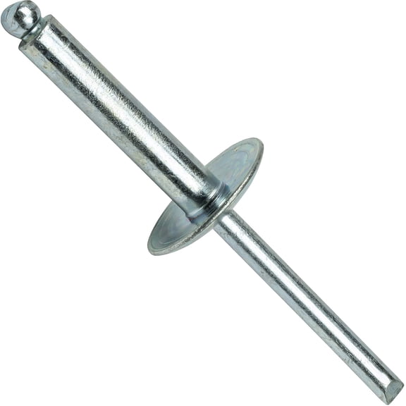 Fastenere Large Flange Pop Rivets - 1/4" x 3/4" ( 25 pcs) Heavy Duty, Open End, Steel Zinc, Corrosion-Resistant, High Tensile & Shear Strength, 8-12 Gap .626" - .750"