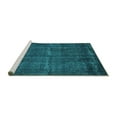 thumbnail image 2 of Ahgly Company Machine Washable Indoor Square Oriental Turquoise Blue Industrial Area Rugs, 5' Square, 2 of 4
