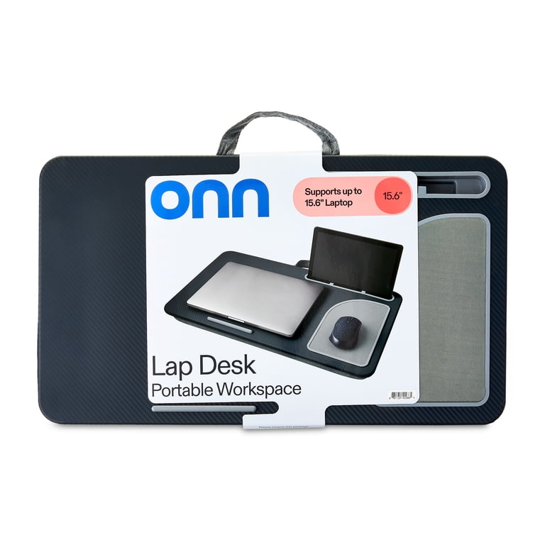 Onn+ Portable Lap Desk for 15.6-inch Laptops, Phone and Tablet