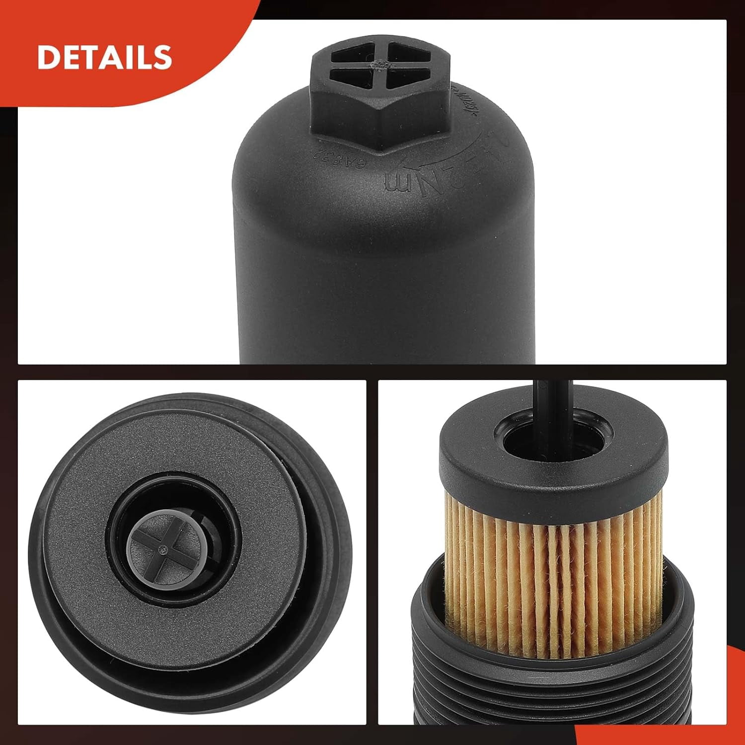 A-Premium Oil Filter Housing Cap Assembly Compatible with Ford F-150, Explorer, Fusion, Edge, Bronco & Lincoln MKZ, MKX, Continental, Aviator, Oil Filter Housing Cover, # FT4Z6A832A, FT4Z6A832B