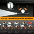 thumbnail image 3 of FiveBox Magnetic Rechargeable LED Work Light, 2500LM Ultra-Light Bright Foldable Portable Flood Light with 360° Rotation Stand, 5 Modes Flashlight Spotlight for Car Repairing Camping Emergency,Orange, 3 of 7