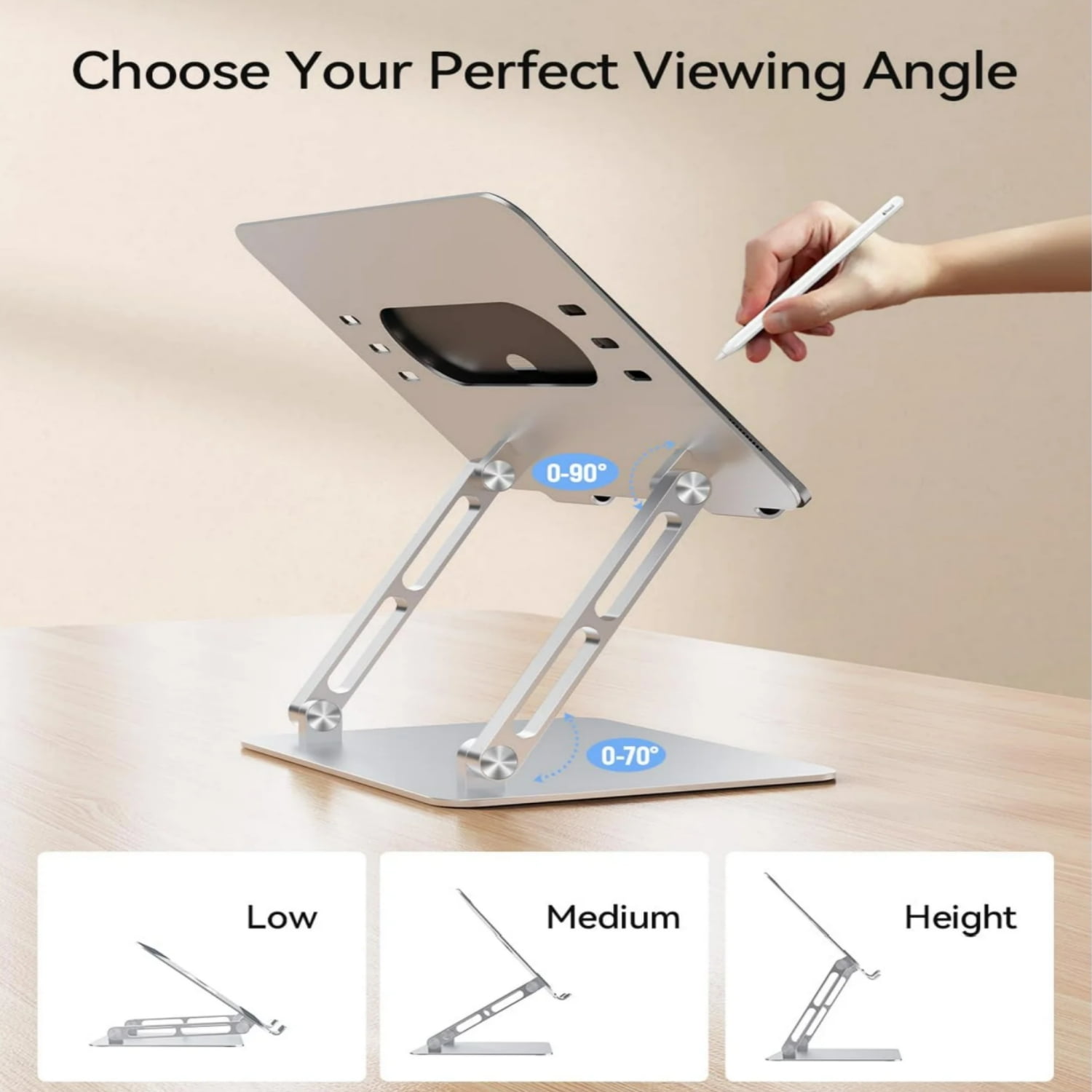 RAOYI Laptop Stand for Desk, Portable and Foldable Adjustable Riser for HP/Mac/Dell/Samsung/Lenovo, Fits All Laptops and Notebooks up to 16 inch, Black