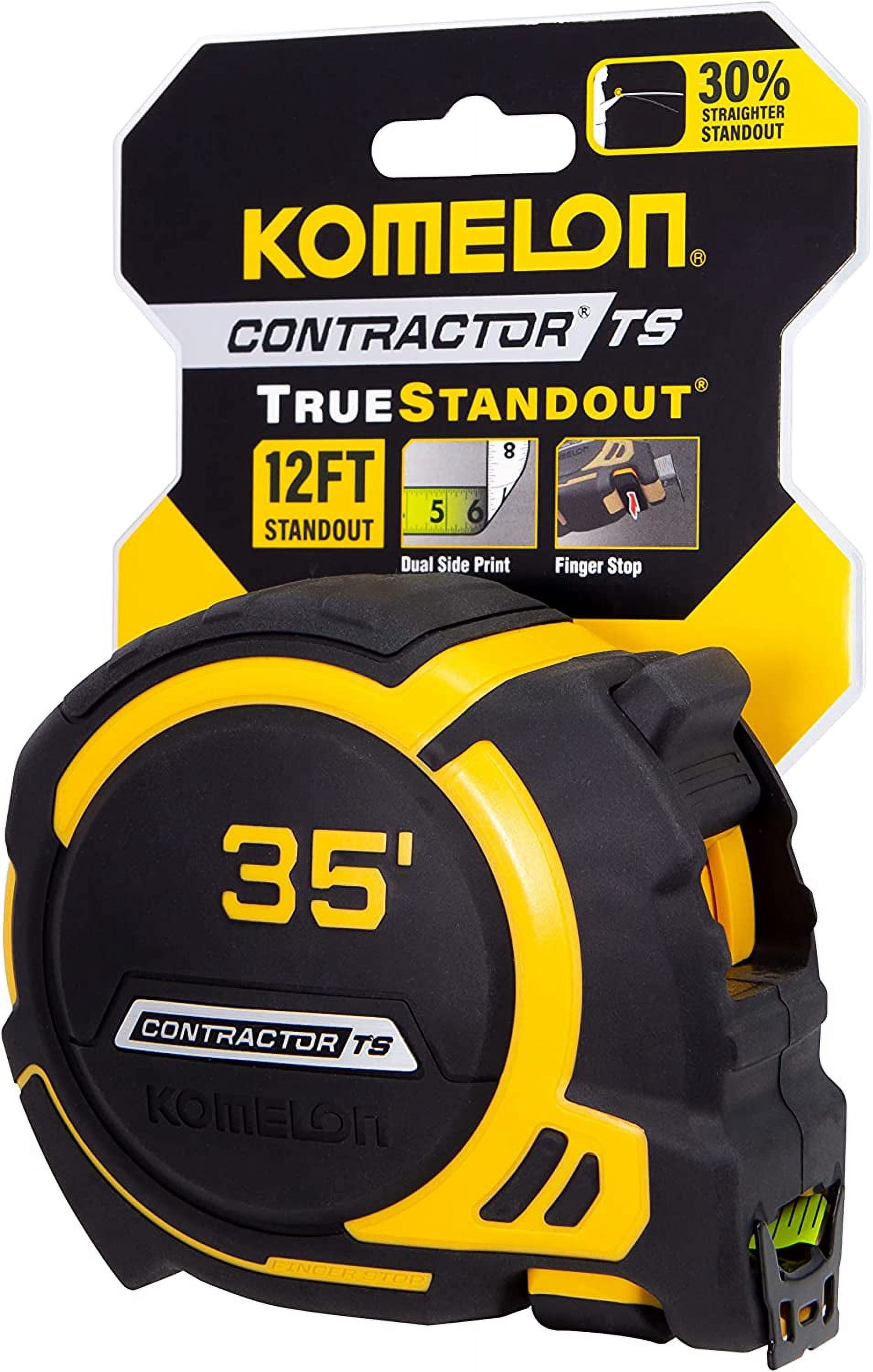 Contractor TS Wide-Blade Tape Measure, 1-1/4 in x 35 ft, Black/Yellow