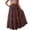 Coffee, variant on Womens Solid Color Chiffon Layered Skirt Flowy Puffy Hem Flounce Party Dress Ruffle Waist Ankle Length Skirt Coffee One Size
