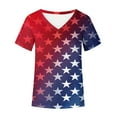 thumbnail image 4 of Qetyuw Women's Independence Day Shirts Casual Patriotic Red White and Blue Print Tshirts Cute Short Sleeve Tees Beach V Neck Blouses Tops Summer Tops for Women 2024, 4 of 5