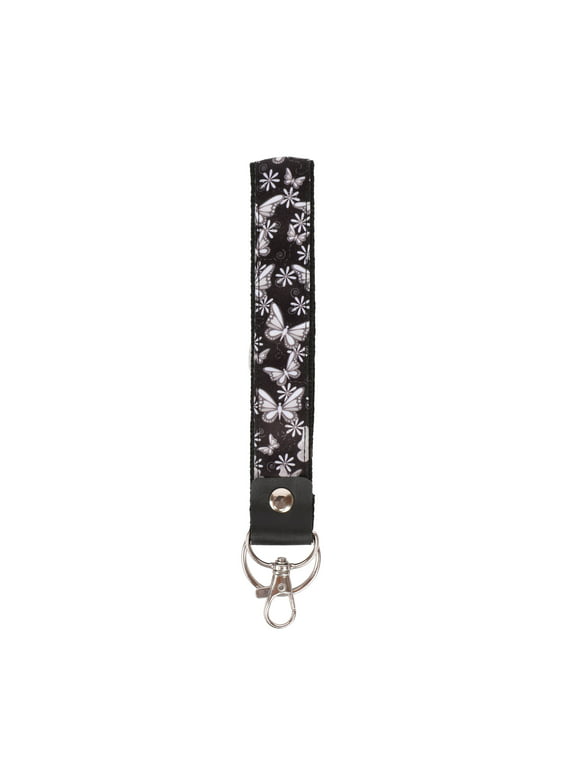PR Essentials Brand Black and White Butterfly Wristlet Lanyard and Keychain