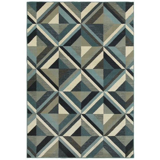 Linden 7902a Blue And Grey Lattice Area Rug 2 3 X7 6