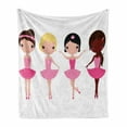 thumbnail image 1 of Ballet Soft Flannel Fleece Throw Blanket, Little Happy Girl Ballerinas National Diversity Cartoon Childish Kids Design, Cozy Plush for Indoor and Outdoor Use, 60" x 80", Multicolor, by Ambesonne, 1 of 6