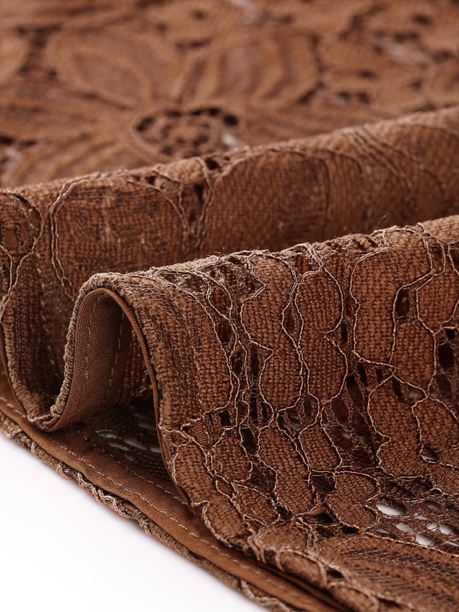 DARING DIVA Plus Size Lace Crochet Sheer Kimono Cover Up Cardigan 3X Brown