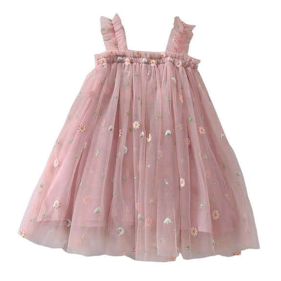 Staki Tutu Dresses for Toddler Girls Baby Girls Tutu Dress Toddler Baby Girls Sleeveless Layered Princess Tulle Sundress Party Dress(Pink,4-5 Years)
