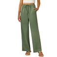 thumbnail image 4 of Nhthy Women's Summer Casual Straight Leg Long Pants, Solid Loose Fit Breathable Full Length Trousers for Everyday Outfits Army Green S, 4 of 9