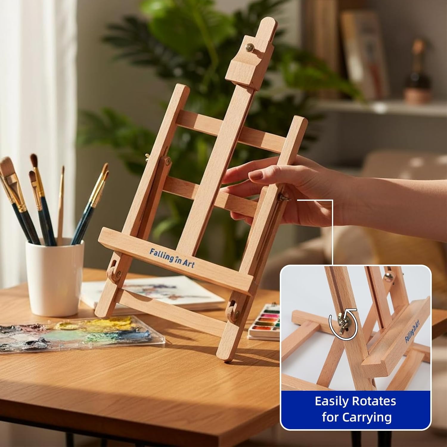 Kids Acrylic Painting Starter Kit with Table Easel, 52-Piece Art Set Including Paints, Brushes, Canvas Panels and Art Smock for Beginners